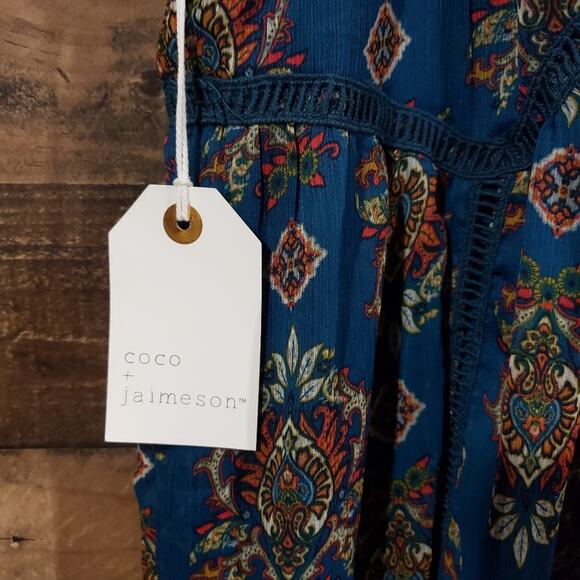 Coco + Jaimeson NWT rough water boho chiffon mini dress woman's size small - Picture 12 of 13